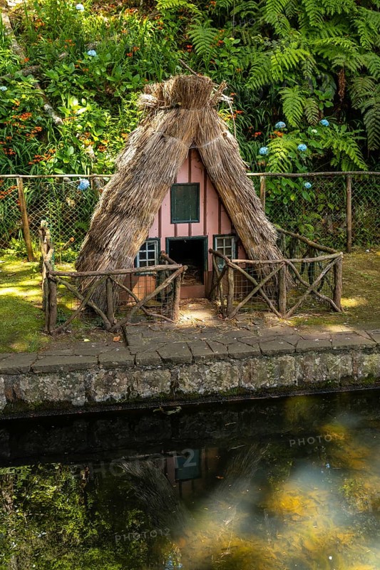 Traditional house on the duck pond at the start of the Levada do Caldeirao Verde