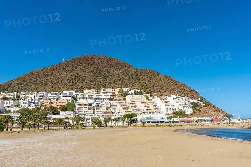 White house in the mountains on the beach of San Jose in the town of Nijar