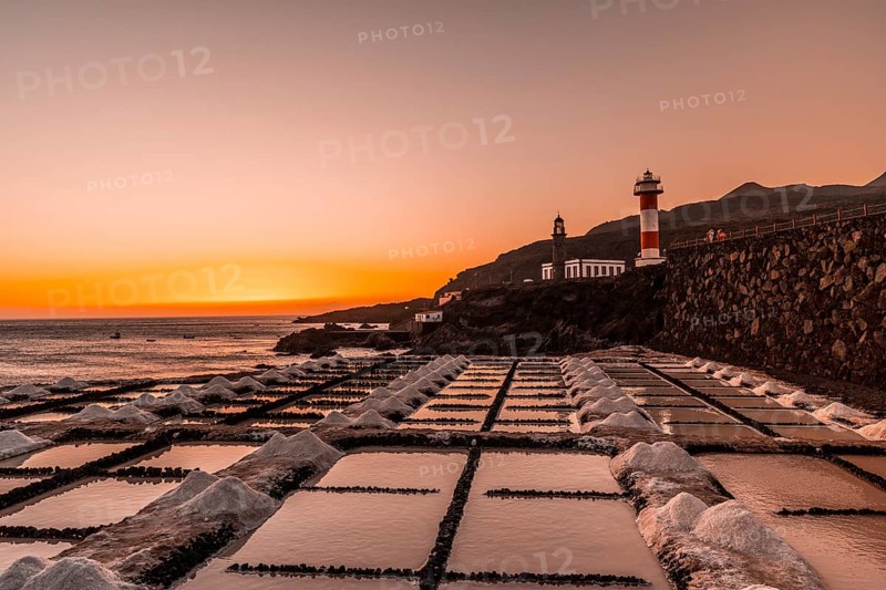 Sunset at the Fuencaliente Lighthouse on the route of the volcanoes south of the island of La Palma