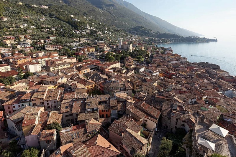 View over the roofs of the old town to Lake Garda