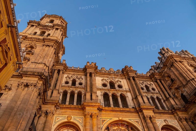 Facade of the Cathedral of the Incarnation in the city of Malaga