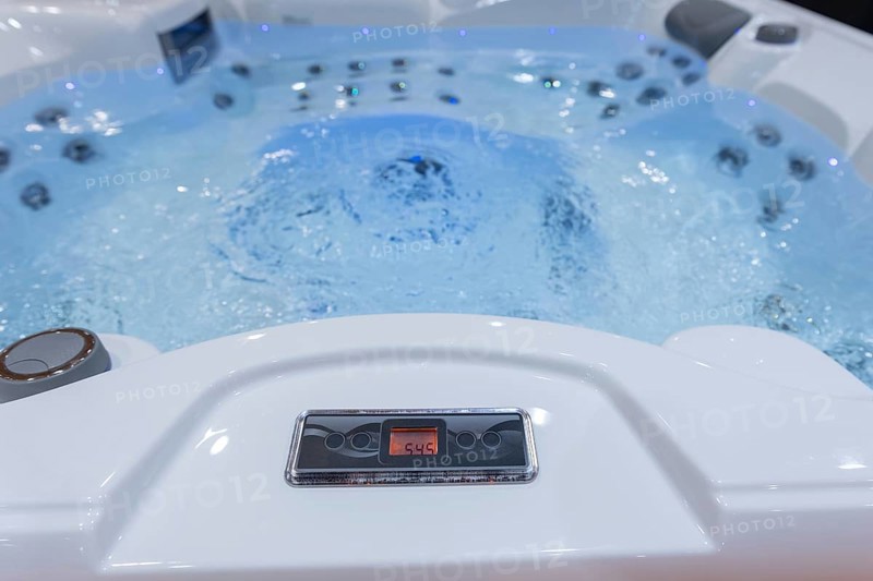 Ultra-modern swimming pool with Jacuzzi function. Mid shot