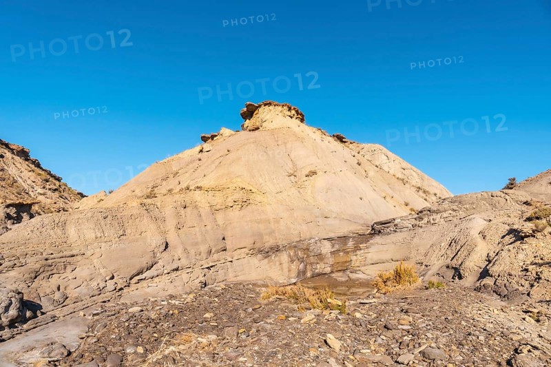Travertino waterfall and Rambla de Otero in the desert of Tabernas