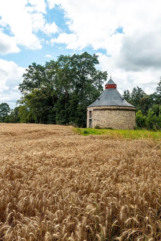 Straw barn in French Brittany in July summer