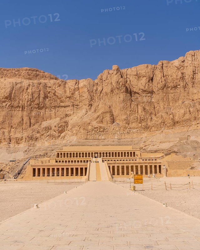 Hatshepsut's Funerary Temple in Luxor without people on the return of Tourism to Egypt after the coronavirua pandemic