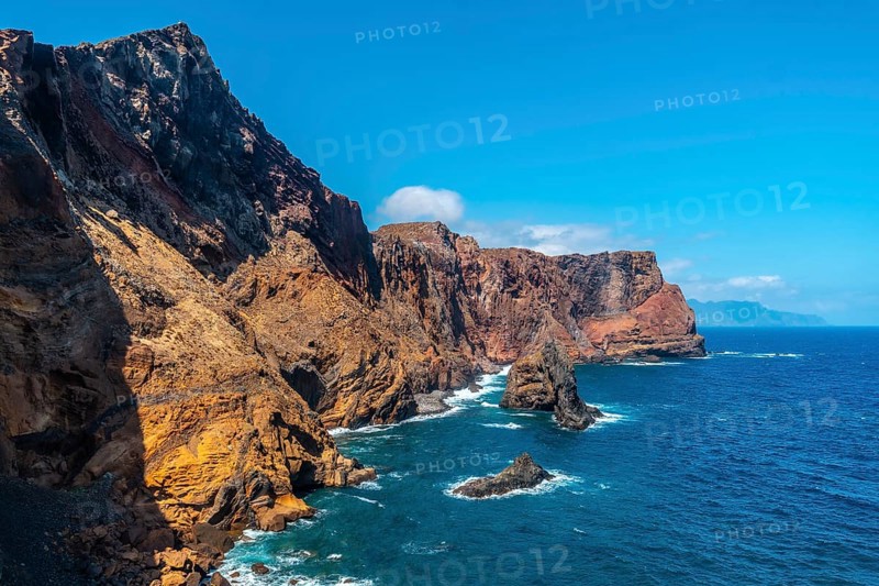 View from the viewpoint of the rock formations at Ponta de Sao Lourenco