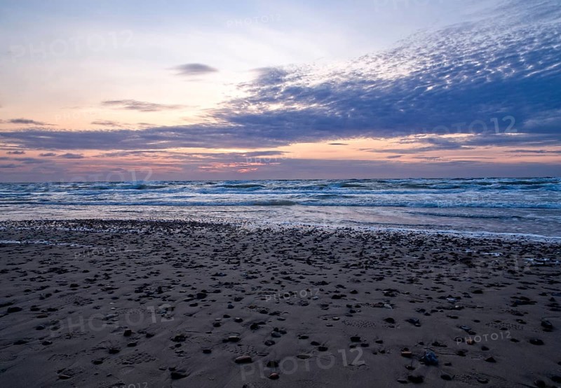 Evening atmosphere on the stony North Sea beach near Hirtshals