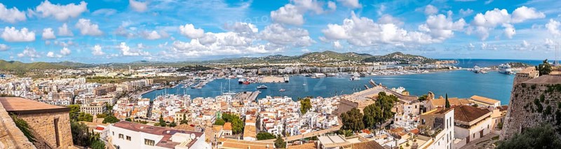 Panoramic view of the city from the Santa Maria de Ibiza cathedral on the wall