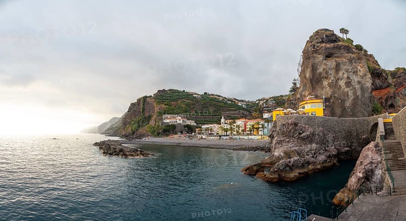View of Ponta do Sol beach in summer from the seafront called Cais da