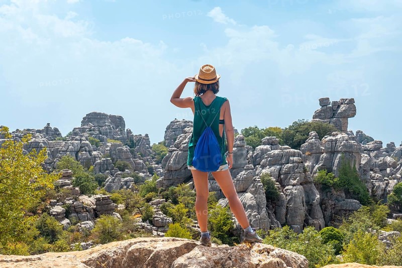 Looking at the landscape of Torcal de Antequera on the green and yellow trail enjoying freedom