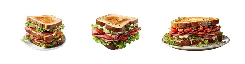 Set of quintessential sandwiches isolated on a white background. generative AI