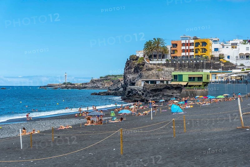 Beautiful Puerto Naos beach on the island of La Palma in summer. Canary islands spain