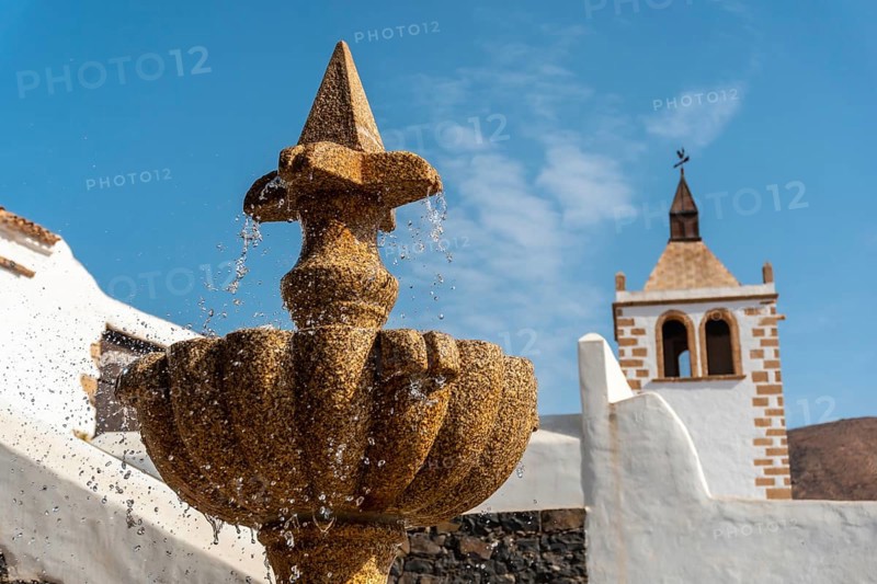 Detail of the water in the fountain next to the white church of Betancuria