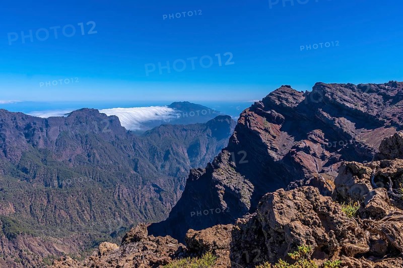View of the Roque de los Muchachos national park on top of the Caldera de Taburiente
