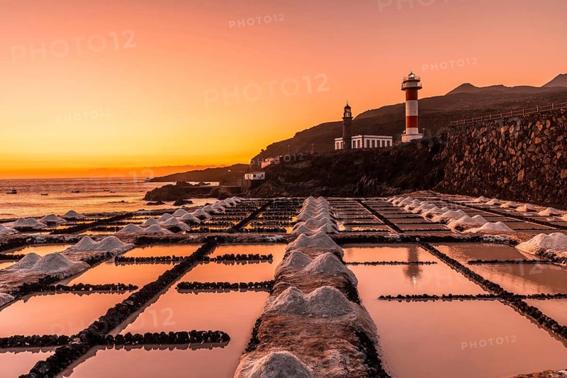 Sunset at the Fuencaliente Lighthouse on the route of the volcanoes south of the island of La Palma