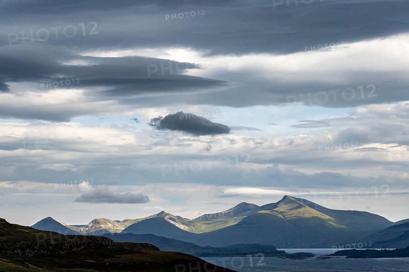 View over Loch Na Keal to the highest mountains of the Isle of Mull