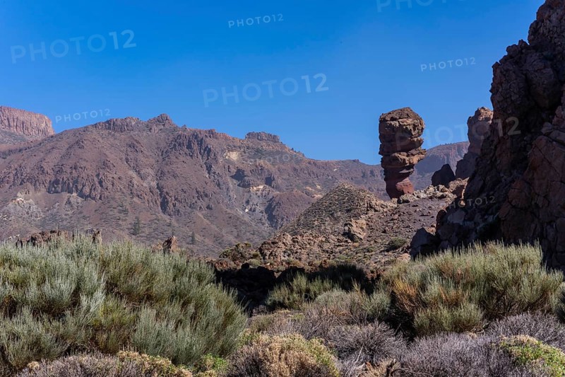 Roque Cinchado seen from behind in the natural area of Mount Teide in Tenerife