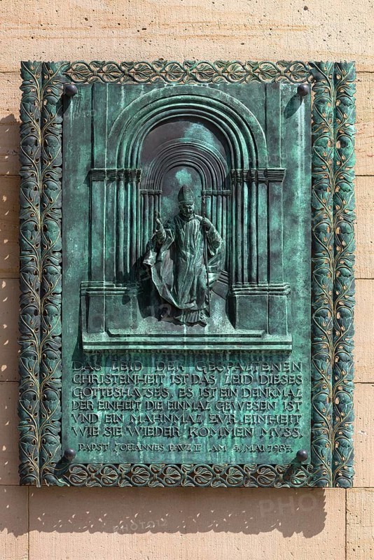 Relief with saying of Pope John Paul II from 1987