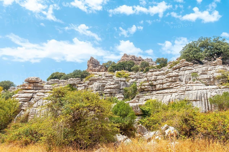 Stones with beautiful shapes in the Torcal de Antequera on the green trail
