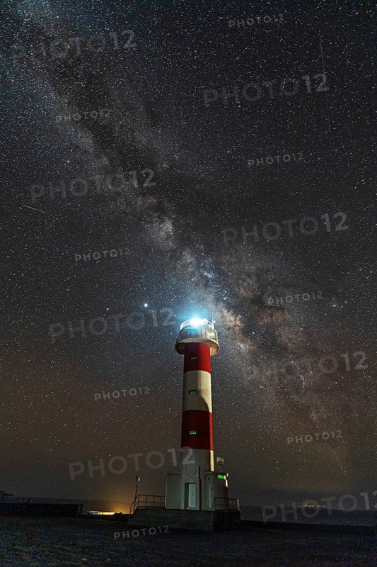 Fuencaliente lighthouse with the milky way on the route of the volcanoes south of the island of La Palma