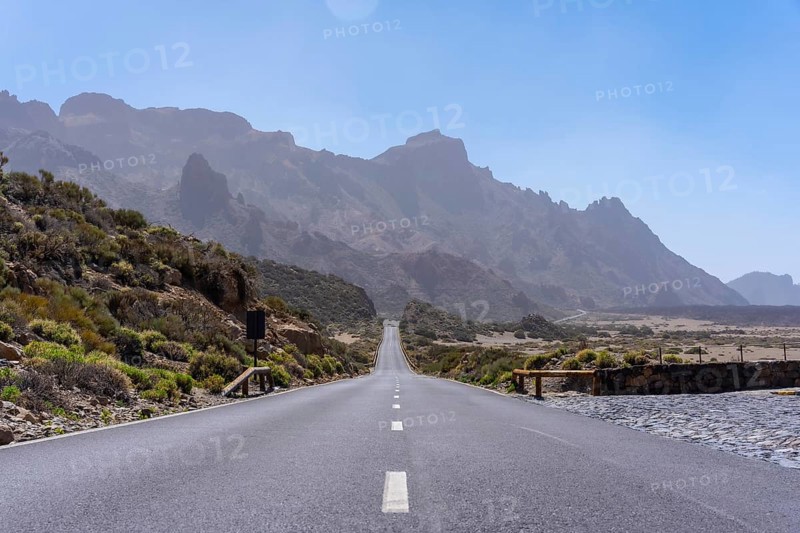 Beautiful road next to the Llano de Ucanca viewpoint in the Teide Natural Park in Tenerife