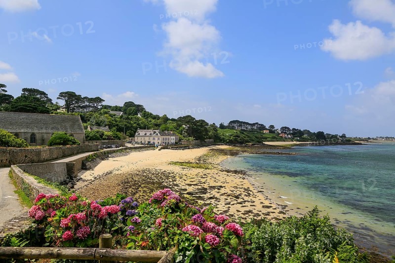 Beach in front of the former monastery Abbaye Notre-Dame des Anges