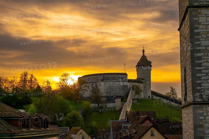 The Munot Castle of Schaffhausen in Sunrise in Switzerland