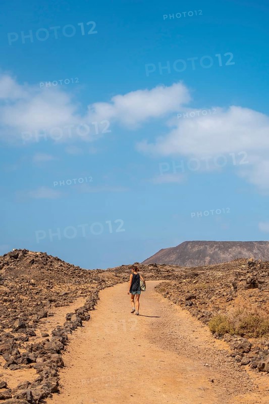 A young woman visiting the Isla de Lobos