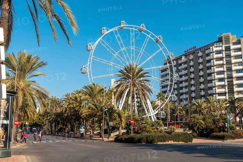 A ferris wheel in the Plaza de las Velas on the Rambla de Almeria in the city of Almeria