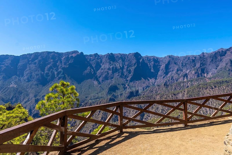 Mirador de los Roques on the mountain of La Cumbrecita on the island of La Palma next to the Caldera de Taburiente