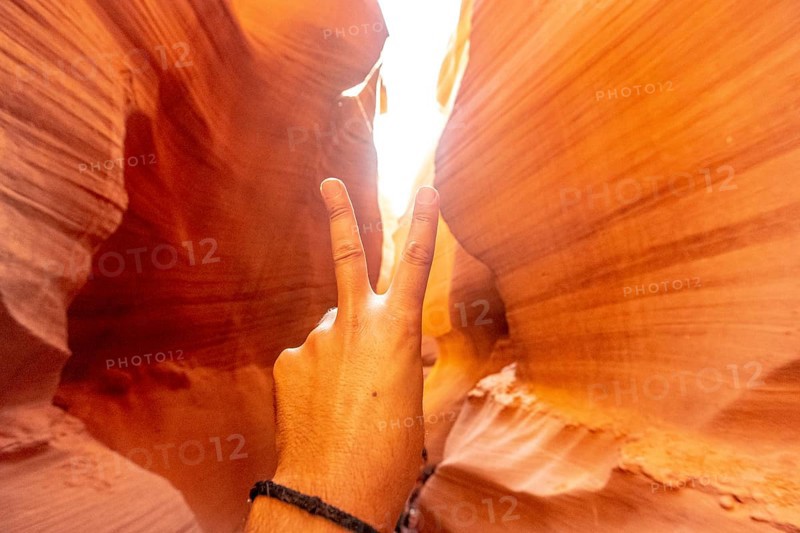 Symbol of peace or victory in Lower Antelope Arizona. United States
