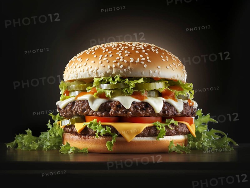 Fresh cooked delicious double cheeseburger with all the fixings. generative AI