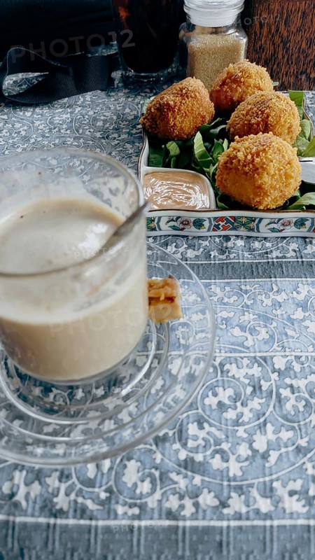 Potato croquettes and a cup of masala chai