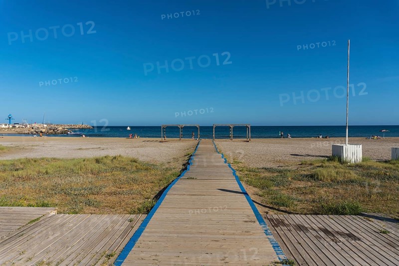 Wooden walkway to San Jose beach in the town of Nijar