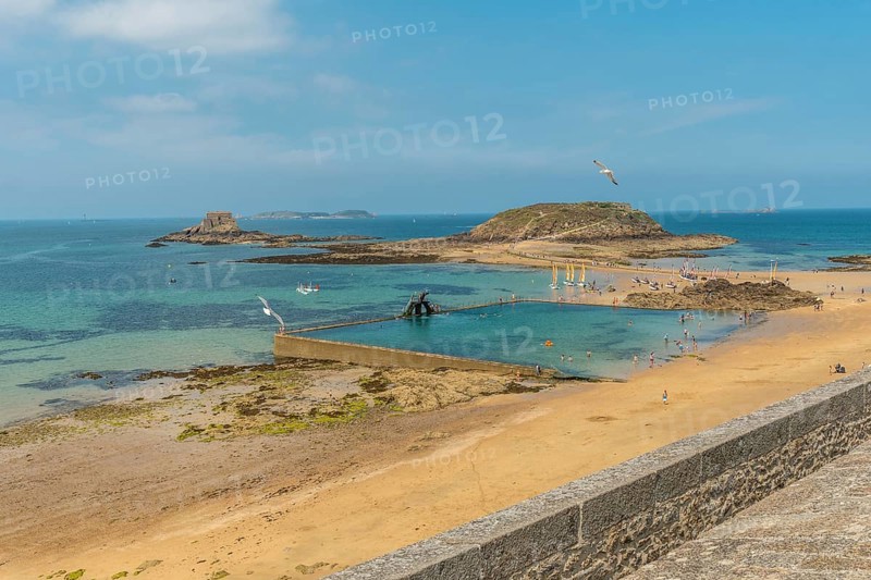 Natural pool at the Plage de Bon-Secours Saint-Malo in French Brittany in the Ille and Vilaine department