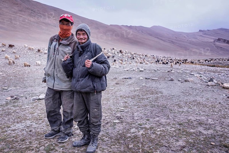 Herders with his Chyangra pashmina goats