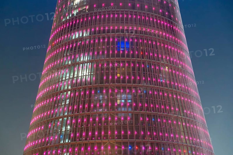 Illuminated Torch Tower aka Aspire Tower by night