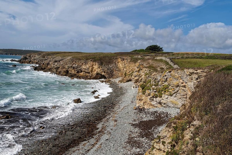 Rocky Atlantic coast at Pointe de Castel at the tip of Cap Sizun near Cleden-Cap-Sizun. Brittany