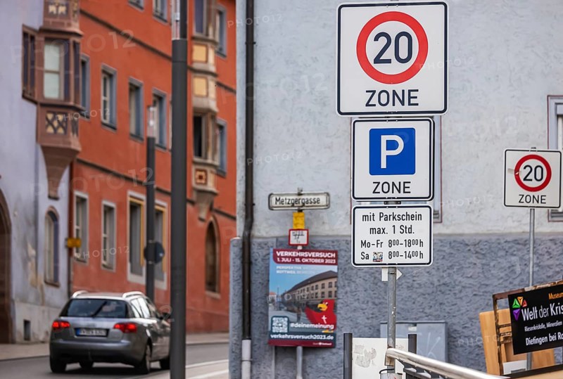 Traffic sign Tempo 20 km h applies on some streets in the city of Rottweil