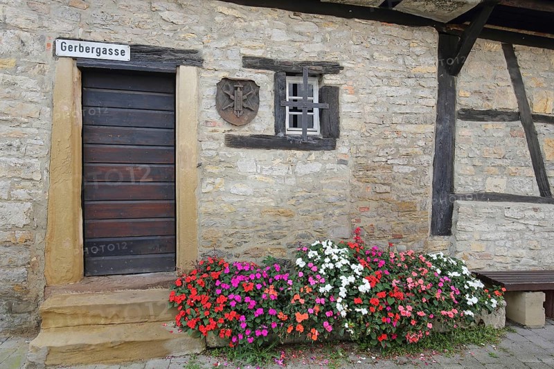 House wall with door