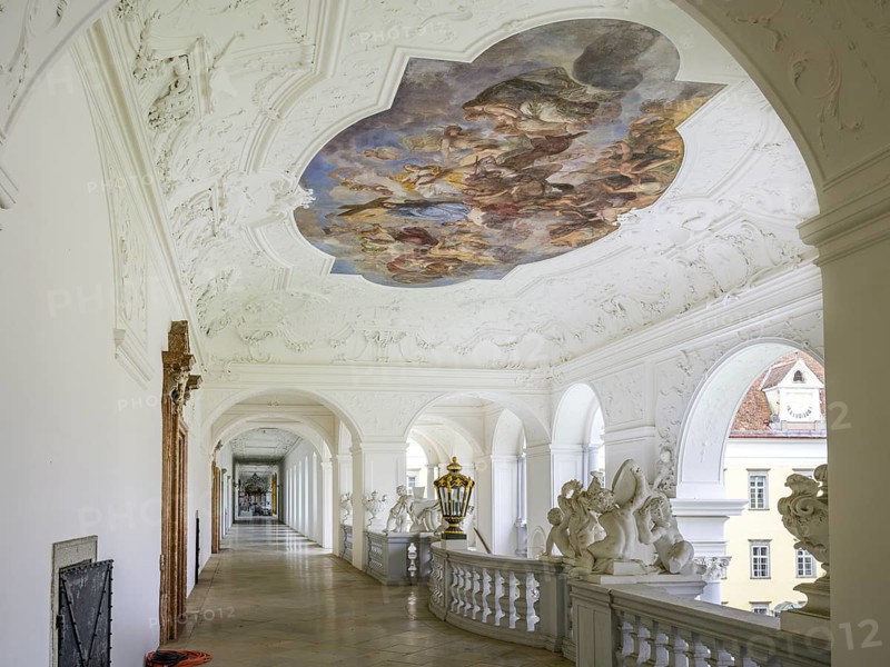 Corridor with ceiling fresco