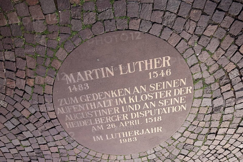Memorial slab on Martin Luther with inscription and year 1518