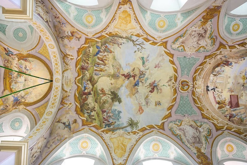 Baroque Collegiate Church with ceiling painting Founding Legend Gargano by Christian Wink