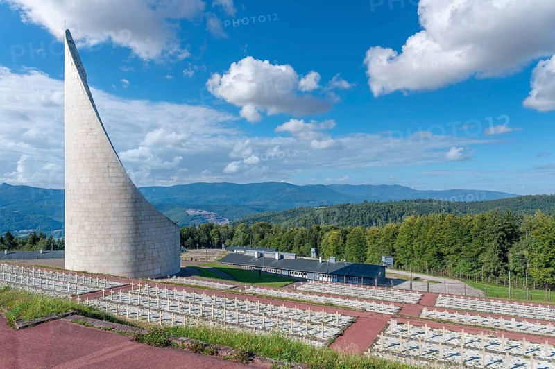 Former concentration camp Natzweiler-Struthof with the memorial Lighthouse of Remembrance