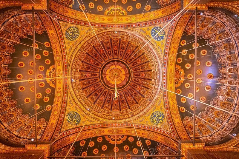 Beautiful decorated interior of the Alabaster Mosque in the city of Cairo in the Egyptian capital. Africa
