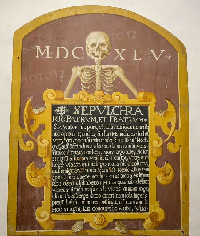 Death tablet with Latin text