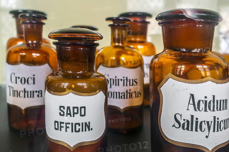 Antique apothecary amber glass jars