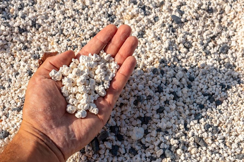 Detail of the stones of Popcorn Beach near the town of Corralejo