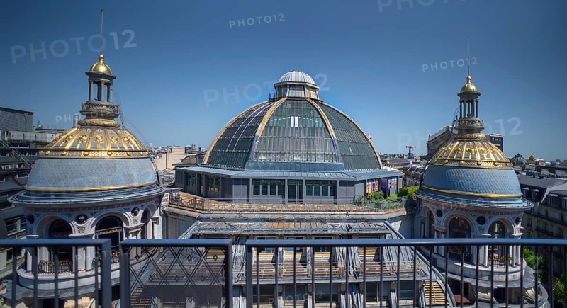 View from the attic to the towers of the Grands Magasins du Printemps department stores'