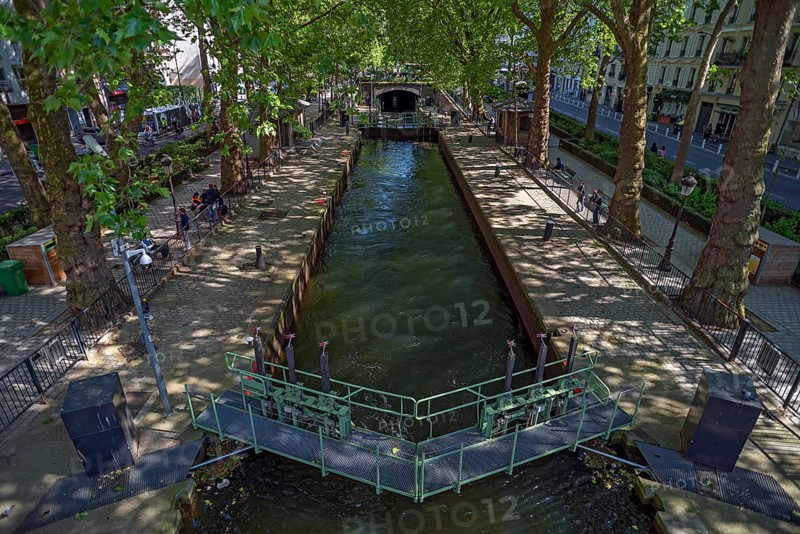 View of the Canal Saint-Martin with locks